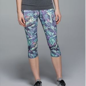 Lululemon Run TOP SPEED crop Leggings Capri Iridescent Multi Color